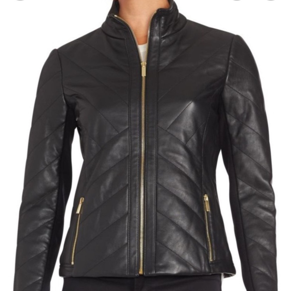 🎉HP🎉Badgley Mischka Oxblood Eloise Quilted Leather Jacket - Picture 1 of 10